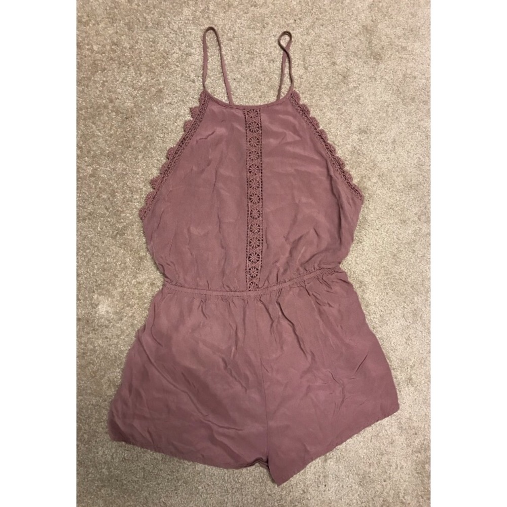 Forever 21 Mauve Crochet-Trim Romper